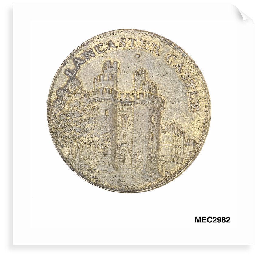 Commemorative medal depicting Lancaster castle and bridge by unknown
