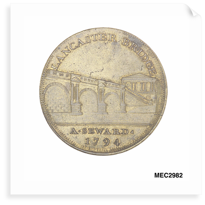 Commemorative medal depicting Lancaster castle and bridge by unknown