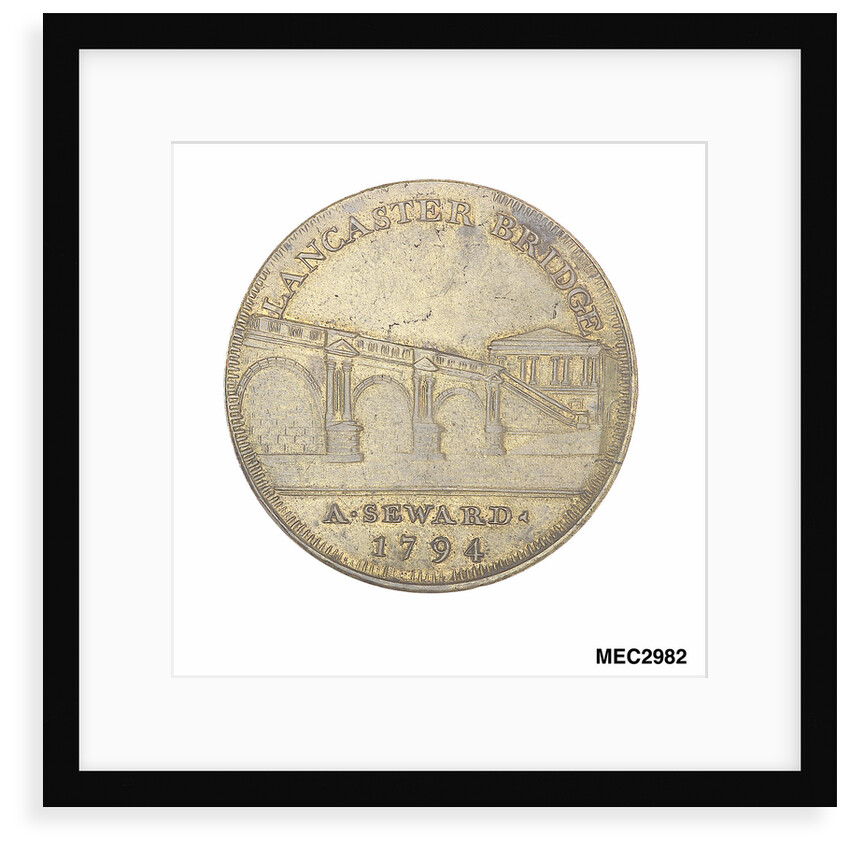 Commemorative medal depicting Lancaster castle and bridge by unknown