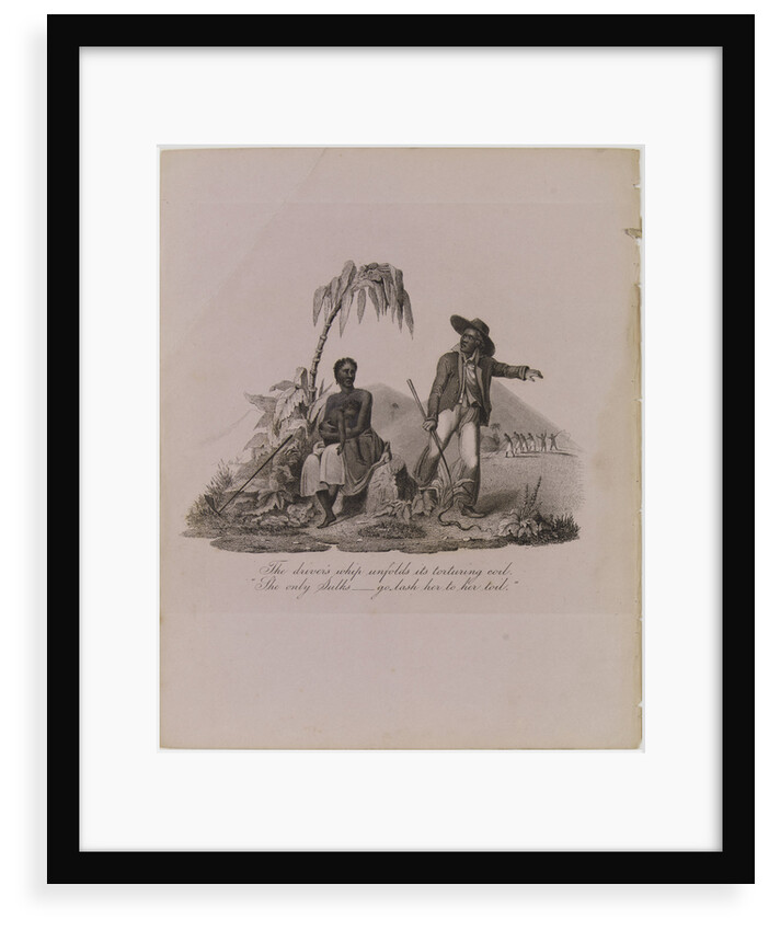 Engraving with the caption: 'The driver's whip unfolds its torturing coil./She only sulks -- go lash her to her toil.' by unknown
