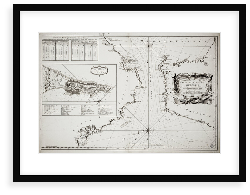 Chart of Gibraltar by Jacques Nicolas Bellin