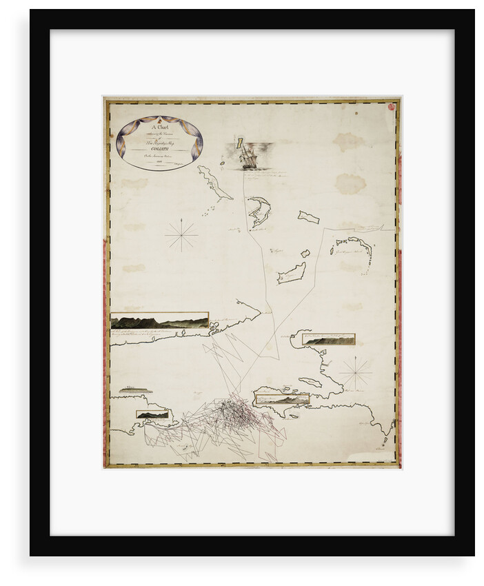 A chart containing the traverse of HMS 'Goliath' on the Jamaica Station 1802 by I Engledue