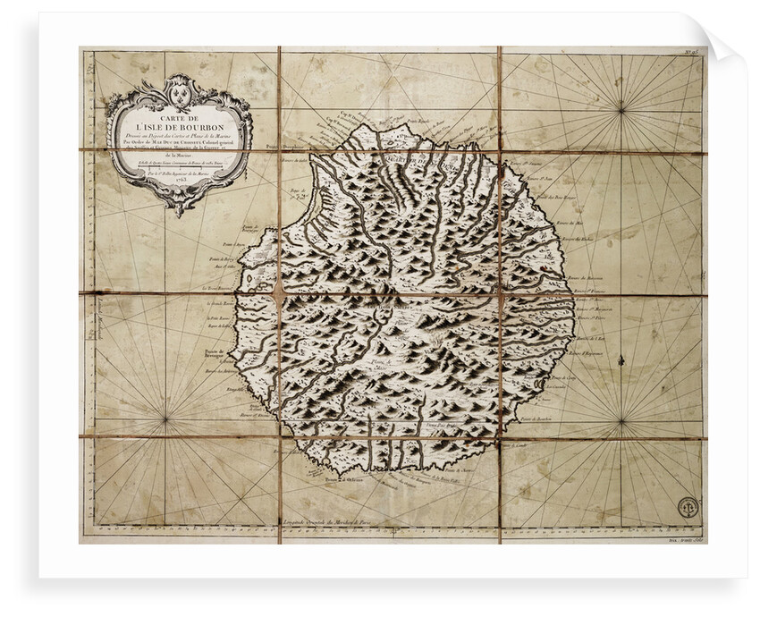 Map of the Isle of Bourbon prepared at the depository of maps and seacharts by Jacques Nicolas Bellin