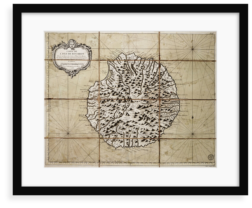 Map of the Isle of Bourbon prepared at the depository of maps and seacharts by Jacques Nicolas Bellin