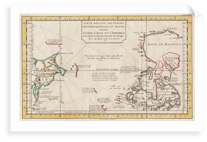 Map of Asia and America by Jacques Nicolas Bellin