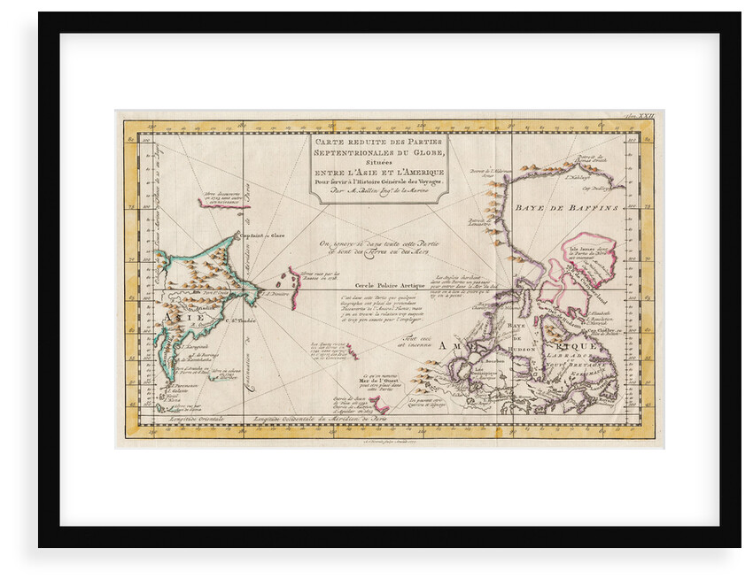 Map of Asia and America by Jacques Nicolas Bellin
