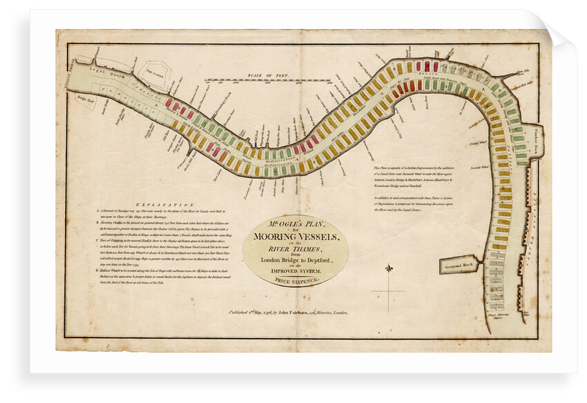 Mr Ogle's plan, for mooring vessels, in the River Thames, from London Bridge to Deptford, on an improved system by Edward Ogle