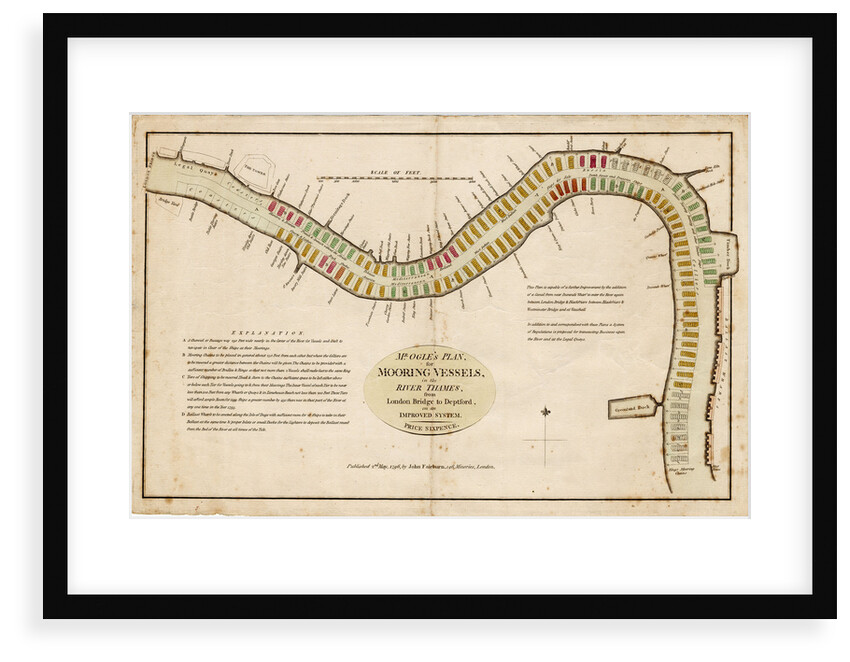 Mr Ogle's plan, for mooring vessels, in the River Thames, from London Bridge to Deptford, on an improved system by Edward Ogle