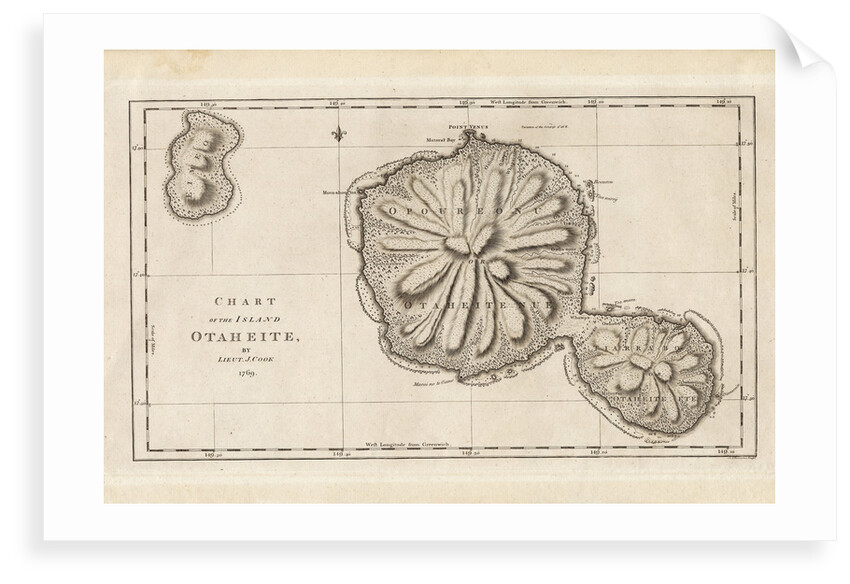 Chart of the Island Otaheite (Tahiti) by James Cook, 1769 by James Cook