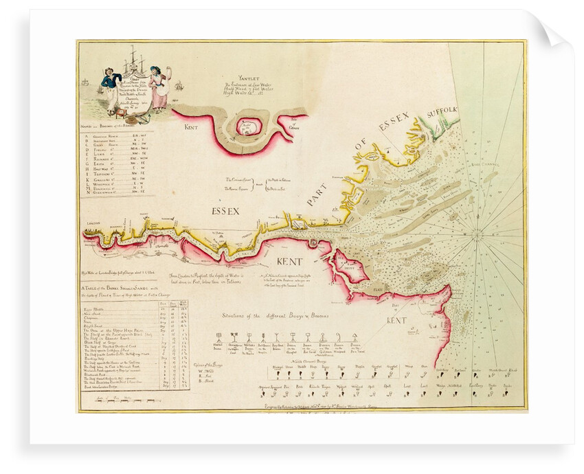 Chart of the River Thames from London to the Nore, Margate and the Downs, North, Middle and South Channels, from a survey taken in 1789 and 90 by Richard Stanier