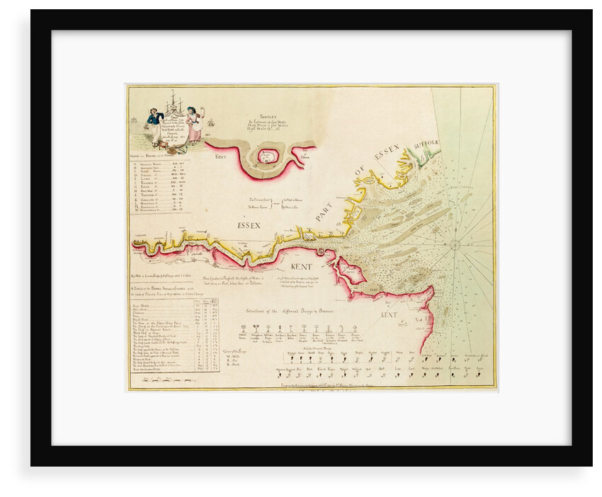 Chart of the River Thames from London to the Nore, Margate and the Downs, North, Middle and South Channels, from a survey taken in 1789 and 90 by Richard Stanier