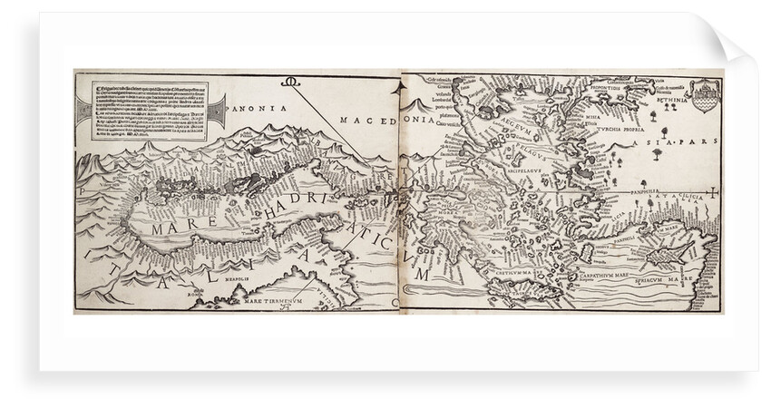 Vavassore chart of the Mediterranean Sea, believed to be the earliest surviving printed chart, 1541 by Giovanni Andrea Di Vavassore