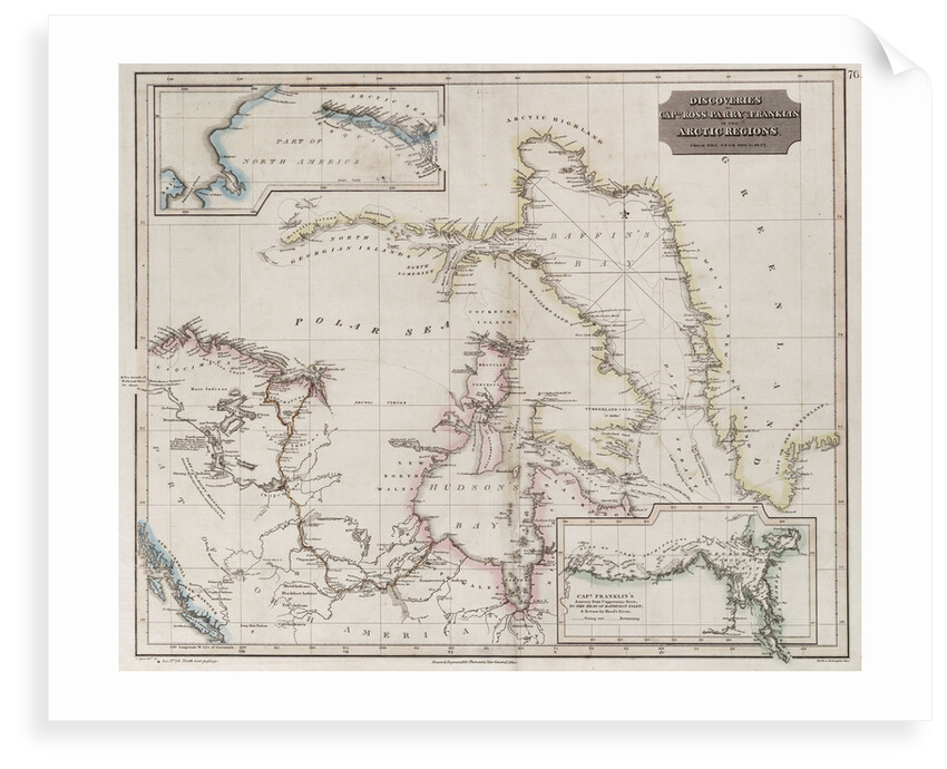 Chart showing discoveries of Ross, Parry and Franklin in the Arctic during 1818-1827 by Thomson