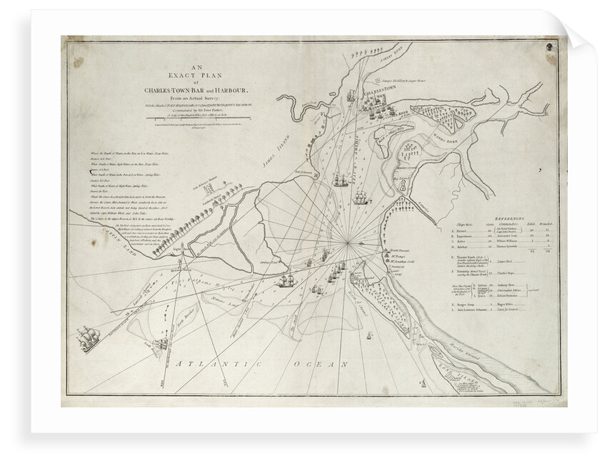 An exact plan of Charles Town bar and harbour, from an actual survey with the attack of Fort Sullivan, on the 28 June 1776, by His Majesty's squadron commanded by Sir Peter Parker by Sayer & Bennett