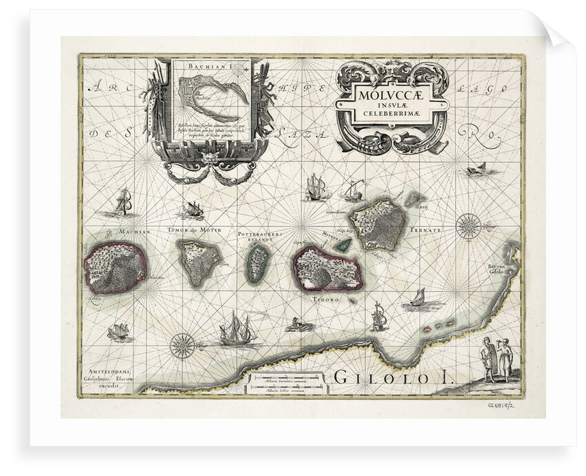 Chart of the Moluccas, Indonesia by Willem Blaeu