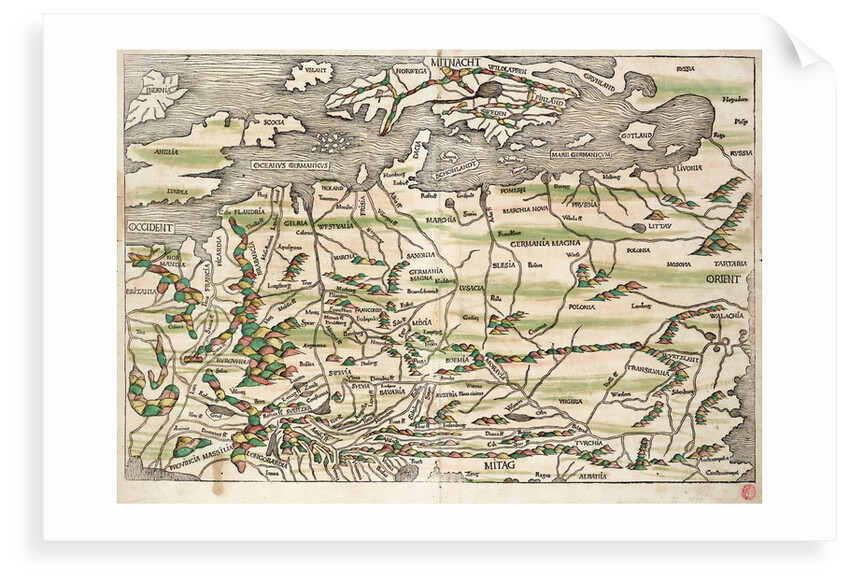 Map of central and northern Europe, 1493 by Hieronymus Munzer