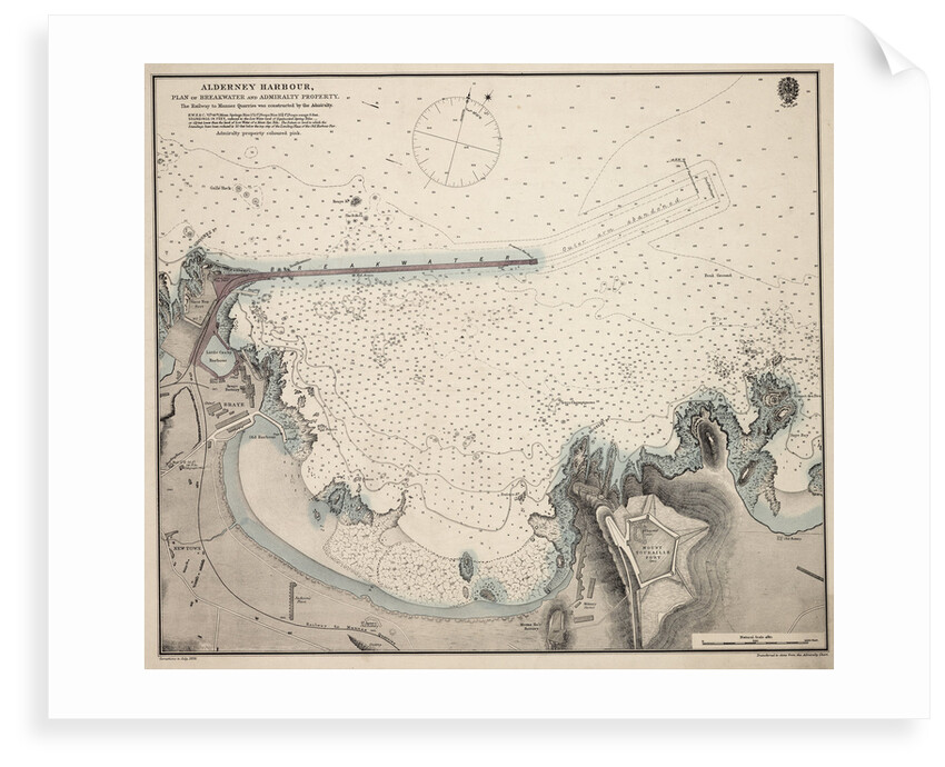 Alderney Harbour, plan of breakwater and Admiralty property by British Admiralty Hydrographic Office