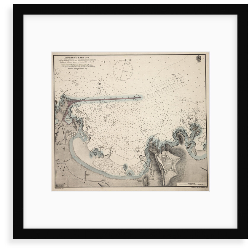 Alderney Harbour, plan of breakwater and Admiralty property by British Admiralty Hydrographic Office