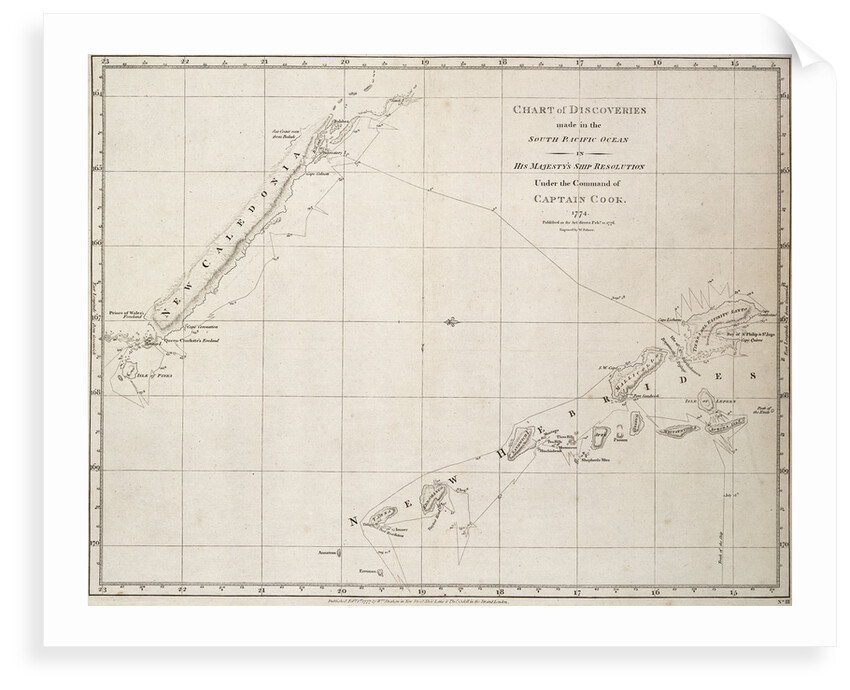 Chart of discoveries made in the South Pacific Ocean in his majesty's ship 'Resolution' under the command of Captain Cook by James Cook