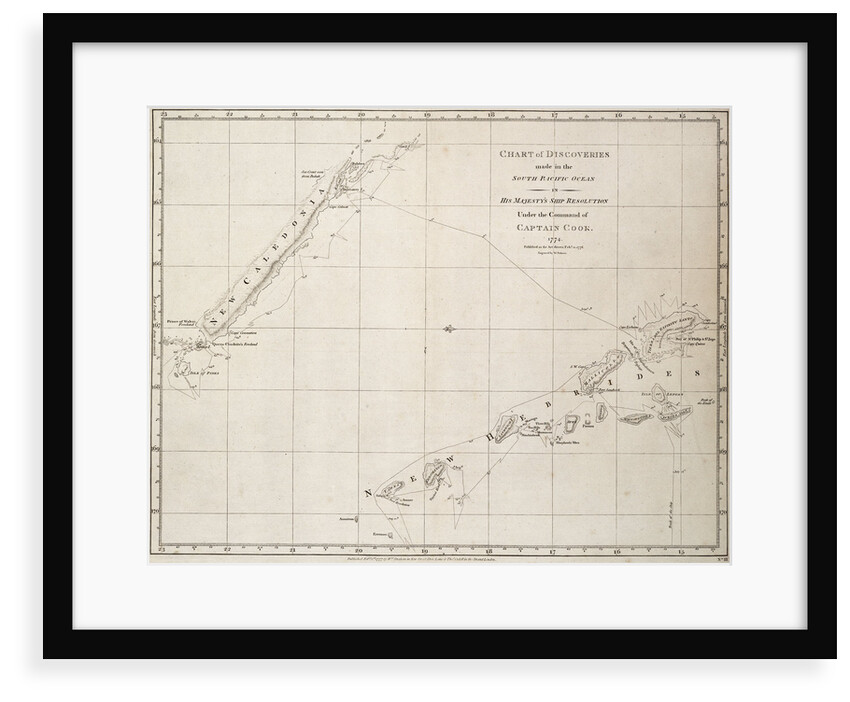 Chart of discoveries made in the South Pacific Ocean in his majesty's ship 'Resolution' under the command of Captain Cook by James Cook