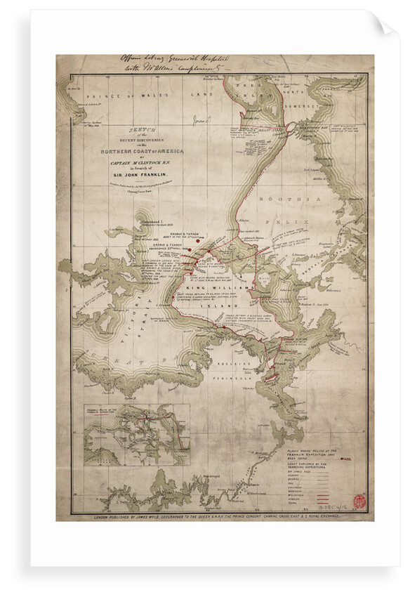 Sketch of discoveries on the northern coast of America by Captain McClintock RN in search of Sir John Franklin by James Wyld