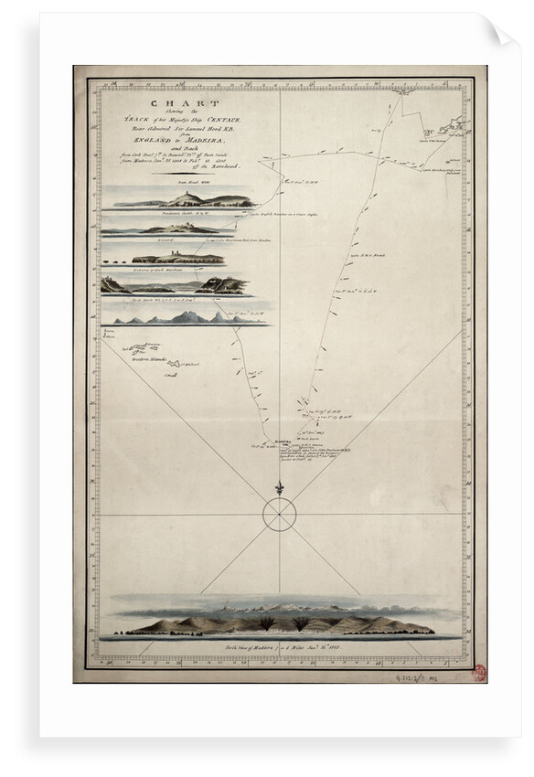 Chart showing the track of His Majesty's ship 'Centaur' (1797) from England to Madeira and back by Anonymous