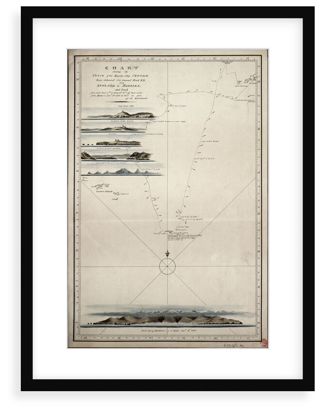 Chart showing the track of His Majesty's ship 'Centaur' (1797) from England to Madeira and back by Anonymous
