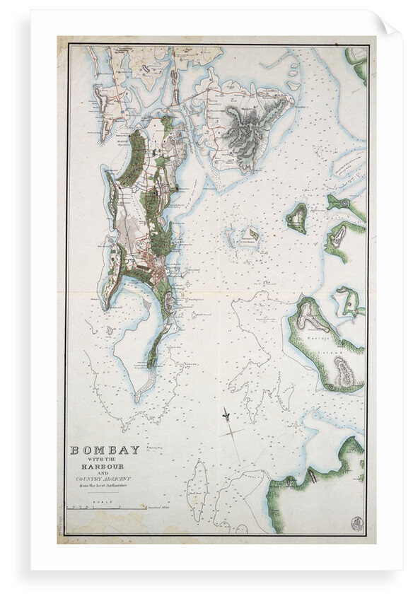 Map of Bombay with the harbour and country adjacent, also shown Arabian Sea and Persian Gulf by unknown