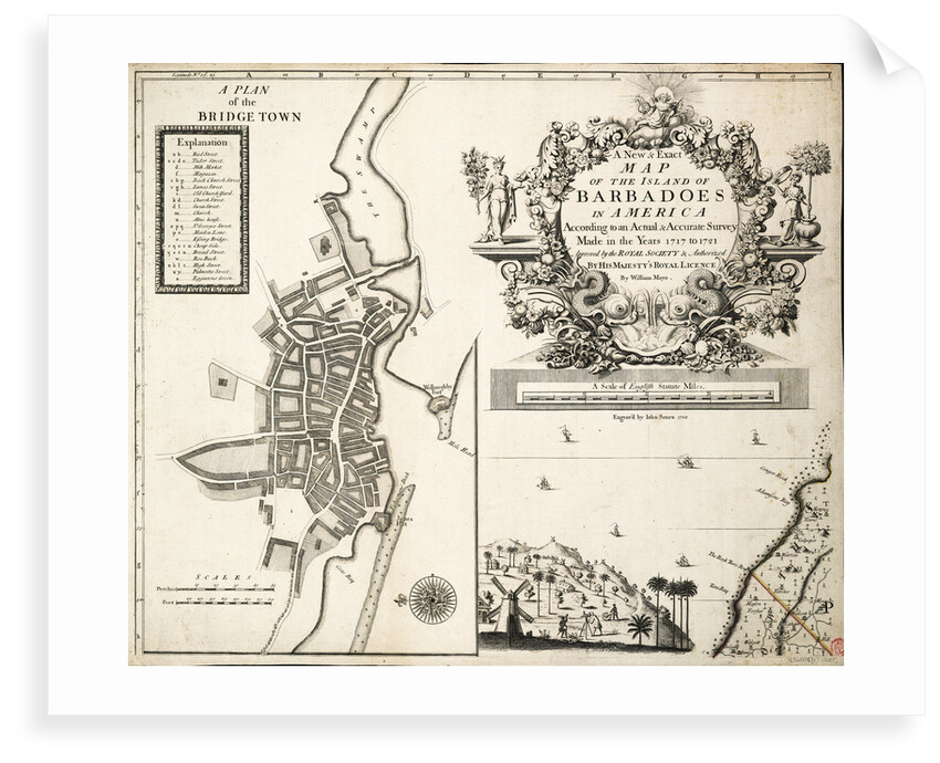 A new & exact map of the island of Barbados in America according to survey made in the years 1717 to 1721 by William Mayo. by William Mayo