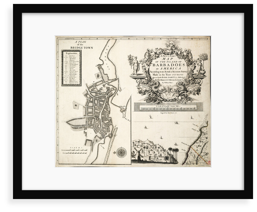 A new & exact map of the island of Barbados in America according to survey made in the years 1717 to 1721 by William Mayo. by William Mayo