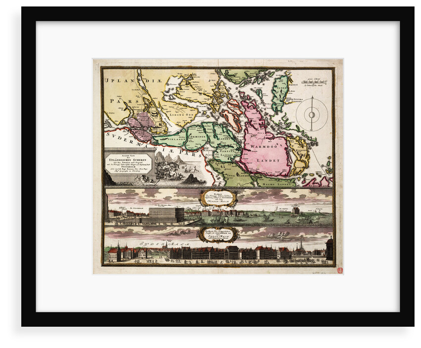 Chart of the Baltic Sea with views of Stockholm by J.B. Homann