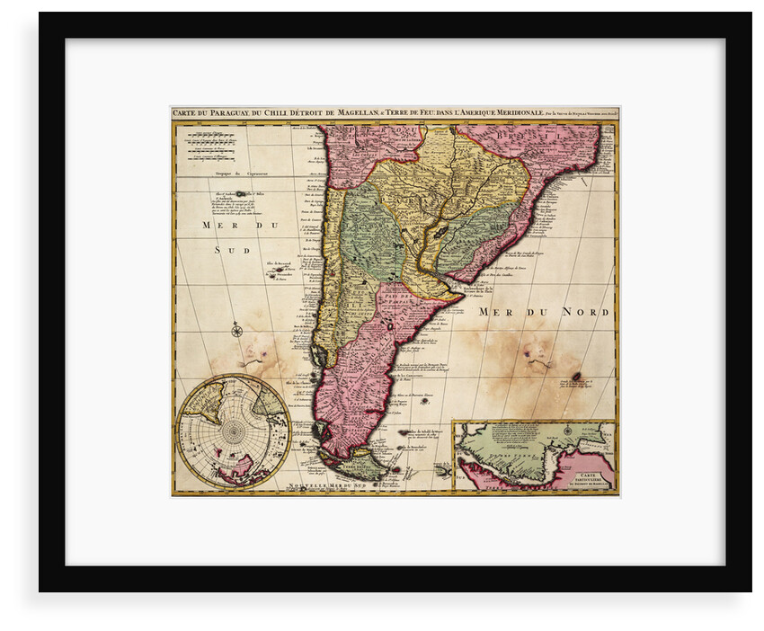 Chart of Paraguay, Chile, Straits of Magellan and Tierra del Fuego in South America by Nicholas Visscher