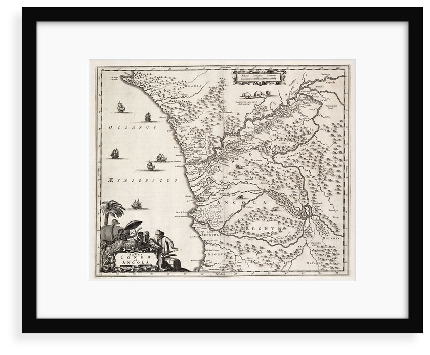 Chart of Congo and Angola, Africa by John Ogilby