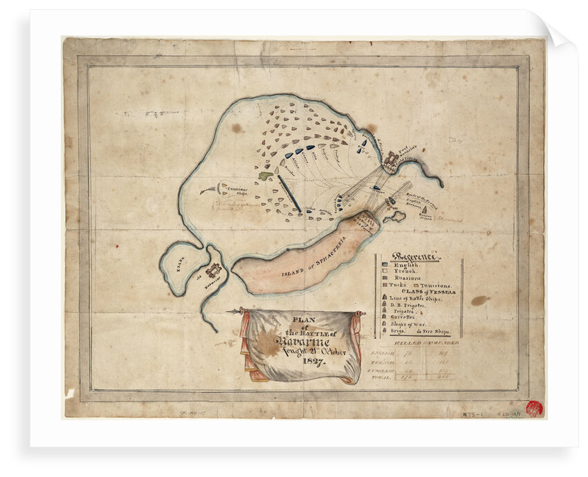 Plan of the Battle of Navarino, 21 October 1827 by unknown