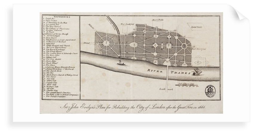 Sir John Evelyn's plan for rebuilding the City of London after the Great Fire in 1666 by John Evelyn