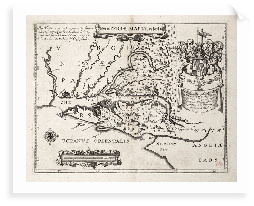 Map of Nova Terrae-Mariae tabula by John Ogilby