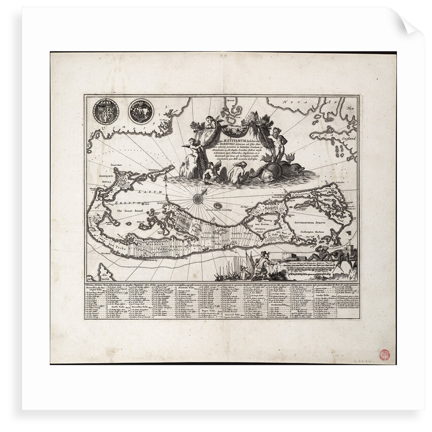 Mappa Aestivarum Insularum, alias Barmudas dictarum. Single sheet, engraving. by Unknown