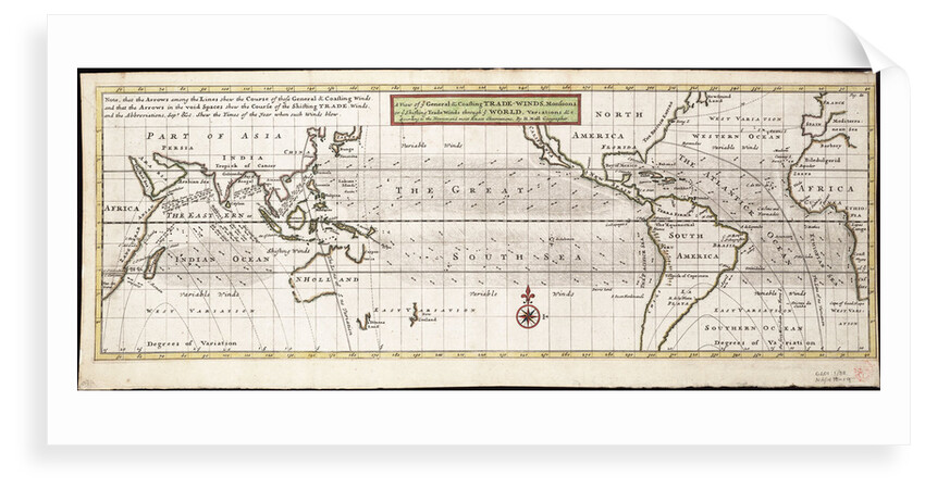 A view of ye general and coasting trade-winds, monsoons or ye shifting trade winds through ye world, variations... according to the newest and most exact observations by Herman Moll