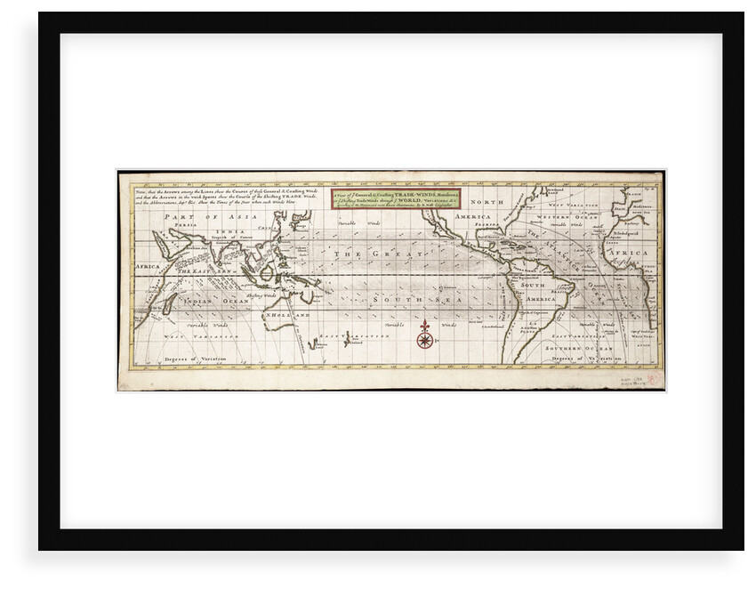 A view of ye general and coasting trade-winds, monsoons or ye shifting trade winds through ye world, variations... according to the newest and most exact observations by Herman Moll