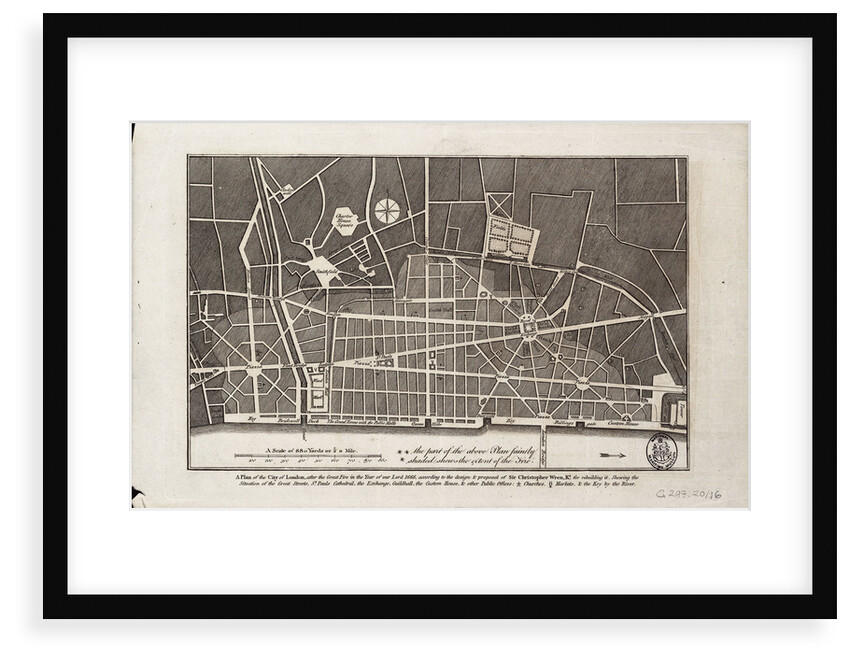 Plan of the City of London after the Great Fire of 1666 by Christopher Wren