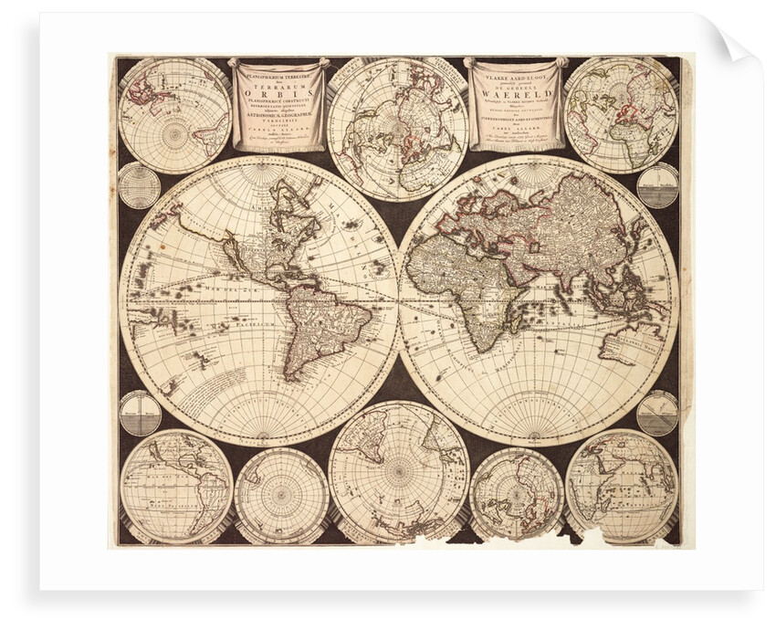 Planisphaerium terrestre sive terrarum orbis by Carel Allard
