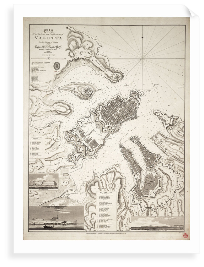 Plan of the harbours and fortifications of Valetta in the island of Malta by W.H. Smyth