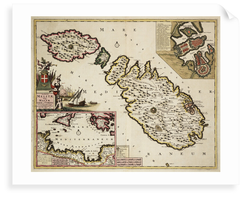 Map of Malta, Gozo and Comino by Frederik de Wit