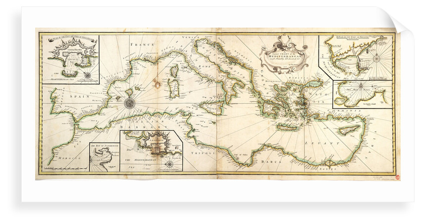 Chart of the Mediterranean, 1730 by Charles Price