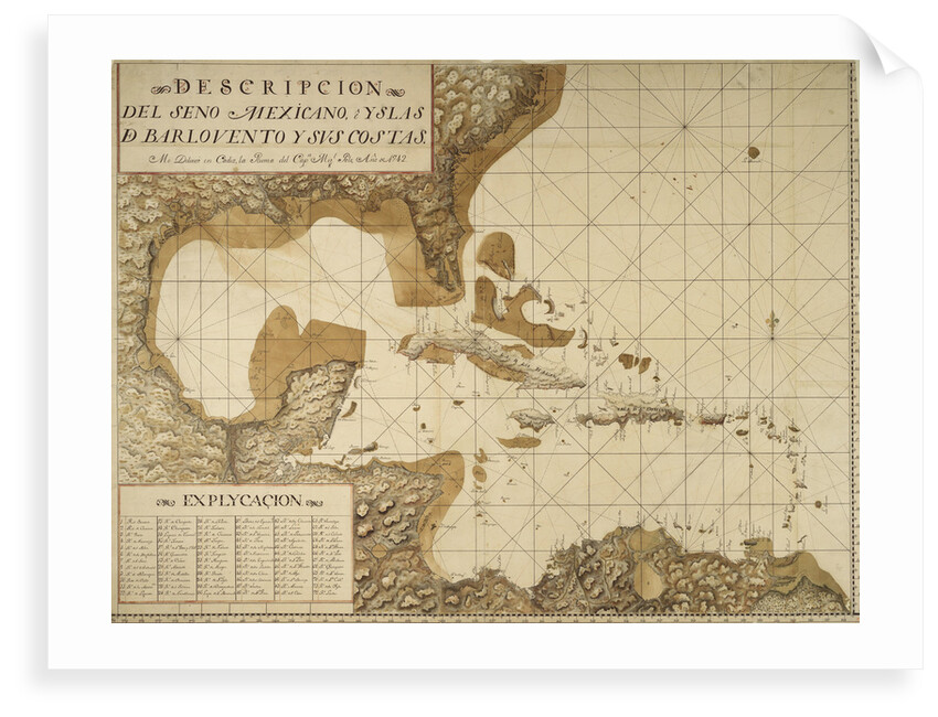 Chart of the Gulf of Mexico and Caribbean islands, 1742 by Miol Polo