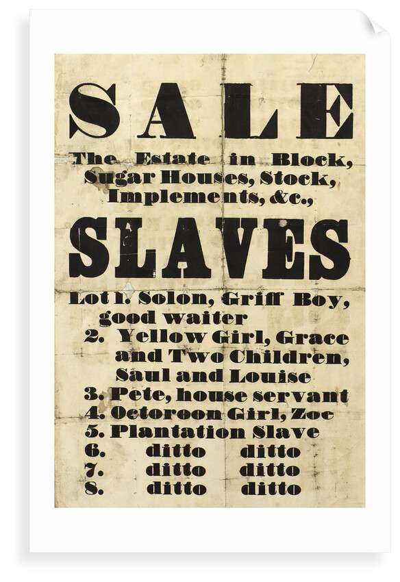 Slave sale poster by Unknown