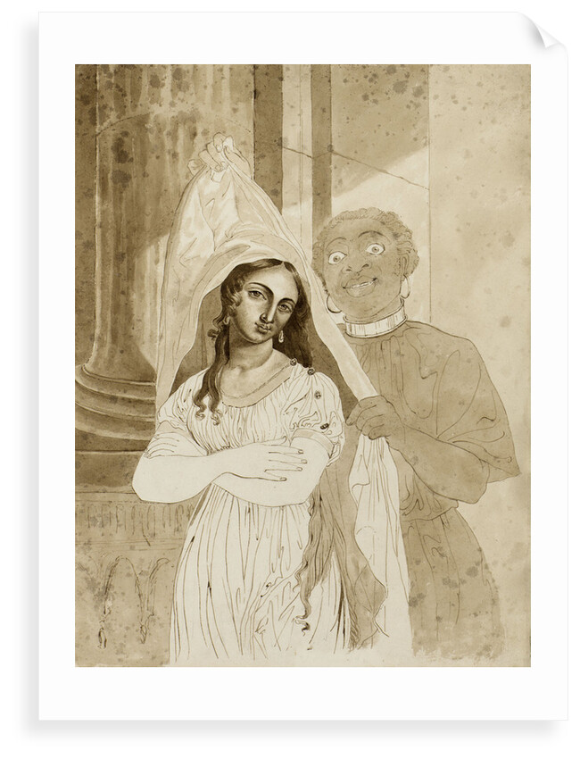 Eunuch presenting slave girl by unknown