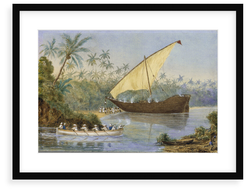 HMS 'London' chasing a slaving dhow near Zanzibar by Robert O'Donelan Ross-Lewin