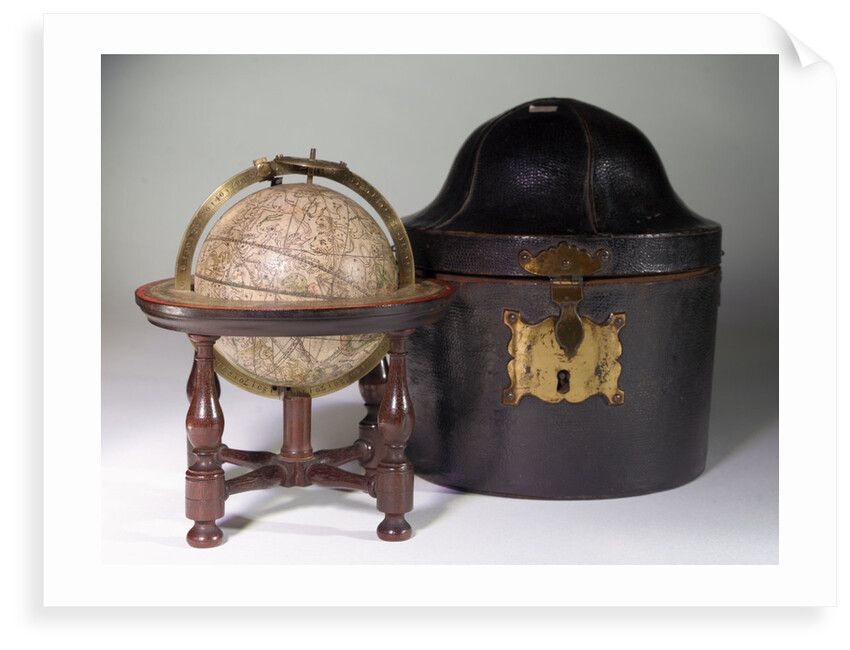 Sphere on stand, beside case by James Ferguson
