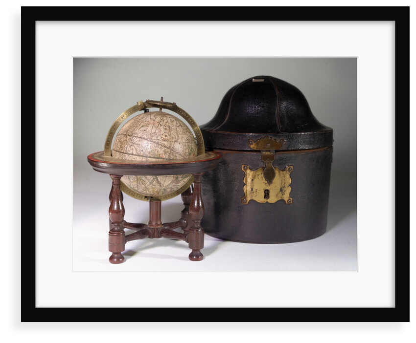 Sphere on stand, beside case by James Ferguson